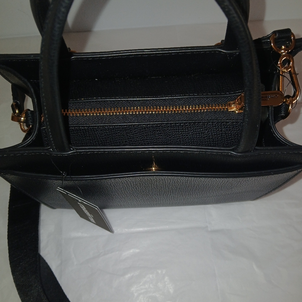 Karl Lagerfeld Maybelle Crossbody Satchel, Ikonik Paris Charms, Black, Gold - Picture 5 of 11